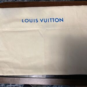Louis Vuitton Beige Pouch with Blue Logo